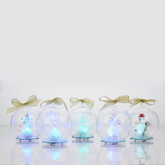 Winter Lane Other - 🌺NEW🌺Set Of 5 Hand Blown LED Glass Ornaments